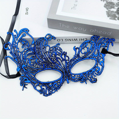 Elegant Lace Mask For Ladies To Wear At Dance Parties, Featuring A Golden Thick Double Yarn Ribbon And 3D Lace Design, Perfect For High-end Lace Costumes And Eye Masks For Performances.