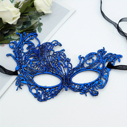 Elegant Lace Mask For Ladies To Wear At Dance Parties, Featuring A Golden Thick Double Yarn Ribbon And 3D Lace Design, Perfect For High-end Lace Costumes And Eye Masks For Performances.