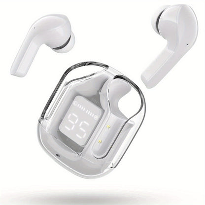 Wireless TWS Headphones Transparent Case Headphones with Digital Power Display Wireless Gaming Headphones