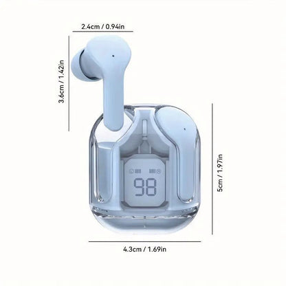 Wireless TWS Headphones Transparent Case Headphones with Digital Power Display Wireless Gaming Headphones