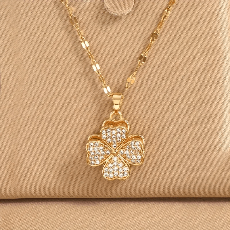 Rotatable Four-Leaf Clover Pendant Necklace for Women