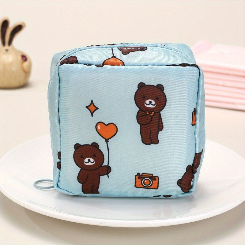 Cartoon Sanitary Napkin Storage Bag, Menstrual Cup Pouch Nursing Pad Holder Tampon Bags Feminine Product Pouches Portable Period Kit Bag For Girls Women