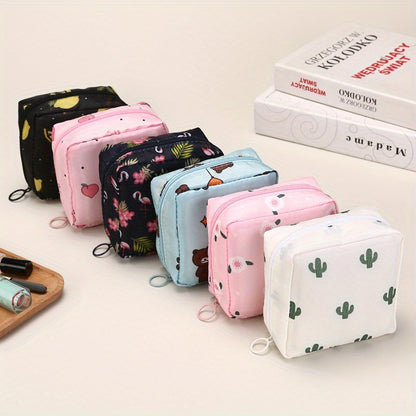 Cartoon Sanitary Napkin Storage Bag, Menstrual Cup Pouch Nursing Pad Holder Tampon Bags Feminine Product Pouches Portable Period Kit Bag For Girls Women