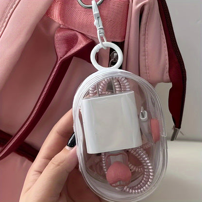 1pc Clear PVC Cable Organizer Box, Casual Style, Mini Portable Charger and Accessory Storage Case for Travel, Ideal for Headphones, Data Cables, and Chargers - Perfect for Christmas and New Year'S Gifts
