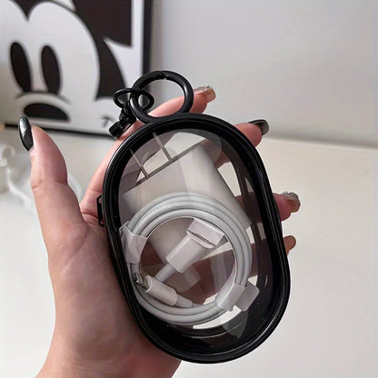1pc Clear PVC Cable Organizer Box, Casual Style, Mini Portable Charger and Accessory Storage Case for Travel, Ideal for Headphones, Data Cables, and Chargers - Perfect for Christmas and New Year'S Gifts