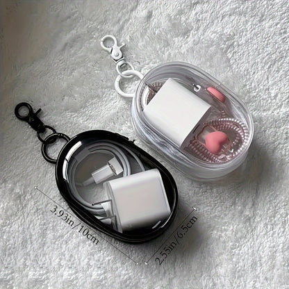 1pc Clear PVC Cable Organizer Box, Casual Style, Mini Portable Charger and Accessory Storage Case for Travel, Ideal for Headphones, Data Cables, and Chargers - Perfect for Christmas and New Year'S Gifts