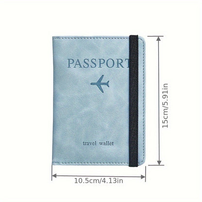 1pc Stylish RFID Blocking Passport Holder - Slim Travel Wallet & Card Organizer in Light Blue or Charcoal, Multi-Functional Design for Airplane Tickets and Cards, Secure Travel Wallet | Sleek Travel Accessory | Wallet, Passpo