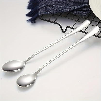 8-Piece Stainless Steel Long Handle Spoon Set - Ice Tea, Coffee, Ice Cream Stirring Spoons, Dishwasher Safe Kitchen Flatware Set