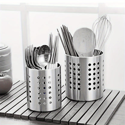 Stainless Steel Utensil Holder - Multipurpose Kitchen Organizer Caddy for Chopsticks, Spoons, Forks, Knives - Food-Safe Cutlery Storage for Home & Commercial Use