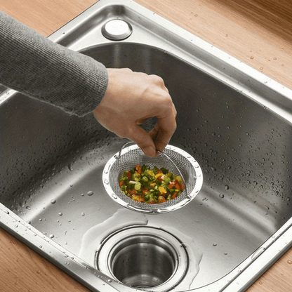 Stainless Steel Kitchen Sink Strainer with Handle - Modern Round, Anti-Clog Mesh Filter for Bathroom & Kitchen Sinks, No Power Needed, Bathroom Sink Filter|Sleek Metal Finish|Stainless Steel Mesh