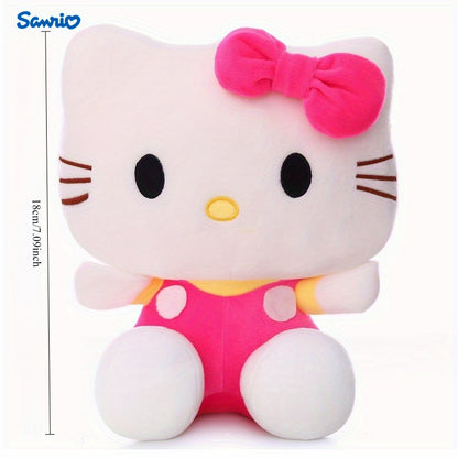1pc Sanrio for hello kitty Plush Figure - Kawaii Cartoon Stuffed Animal with Red Bow, White & Pink Outfit, Soft Polyester Toy for Birthday, Christmas, New Year, Halloween Gifts, Plush Toys, Holiday Gift Item, Playful Design,