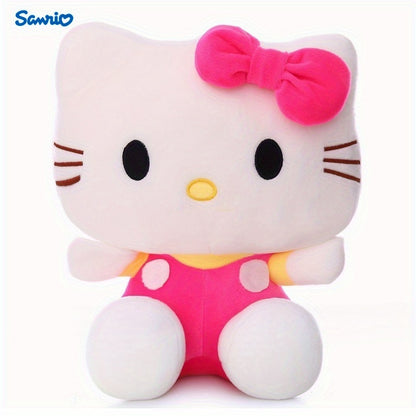 1pc Sanrio for hello kitty Plush Figure - Kawaii Cartoon Stuffed Animal with Red Bow, White & Pink Outfit, Soft Polyester Toy for Birthday, Christmas, New Year, Halloween Gifts, Plush Toys, Holiday Gift Item, Playful Design,