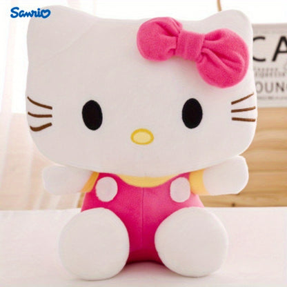 1pc Sanrio for hello kitty Plush Figure - Kawaii Cartoon Stuffed Animal with Red Bow, White & Pink Outfit, Soft Polyester Toy for Birthday, Christmas, New Year, Halloween Gifts, Plush Toys, Holiday Gift Item, Playful Design,