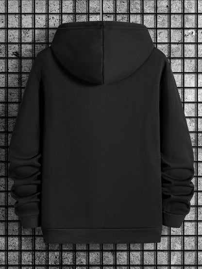 Spring and Summer Men's New Style BLACK SAY IN A CALM WAY IAM THE BEST Letter Print Casual Hoodie Fashion Drawstring Hoodie Autumn and Winter Top Comfortable and Versatile Long Sleeve Hoodie with Hat (Niu Wang Selection)
