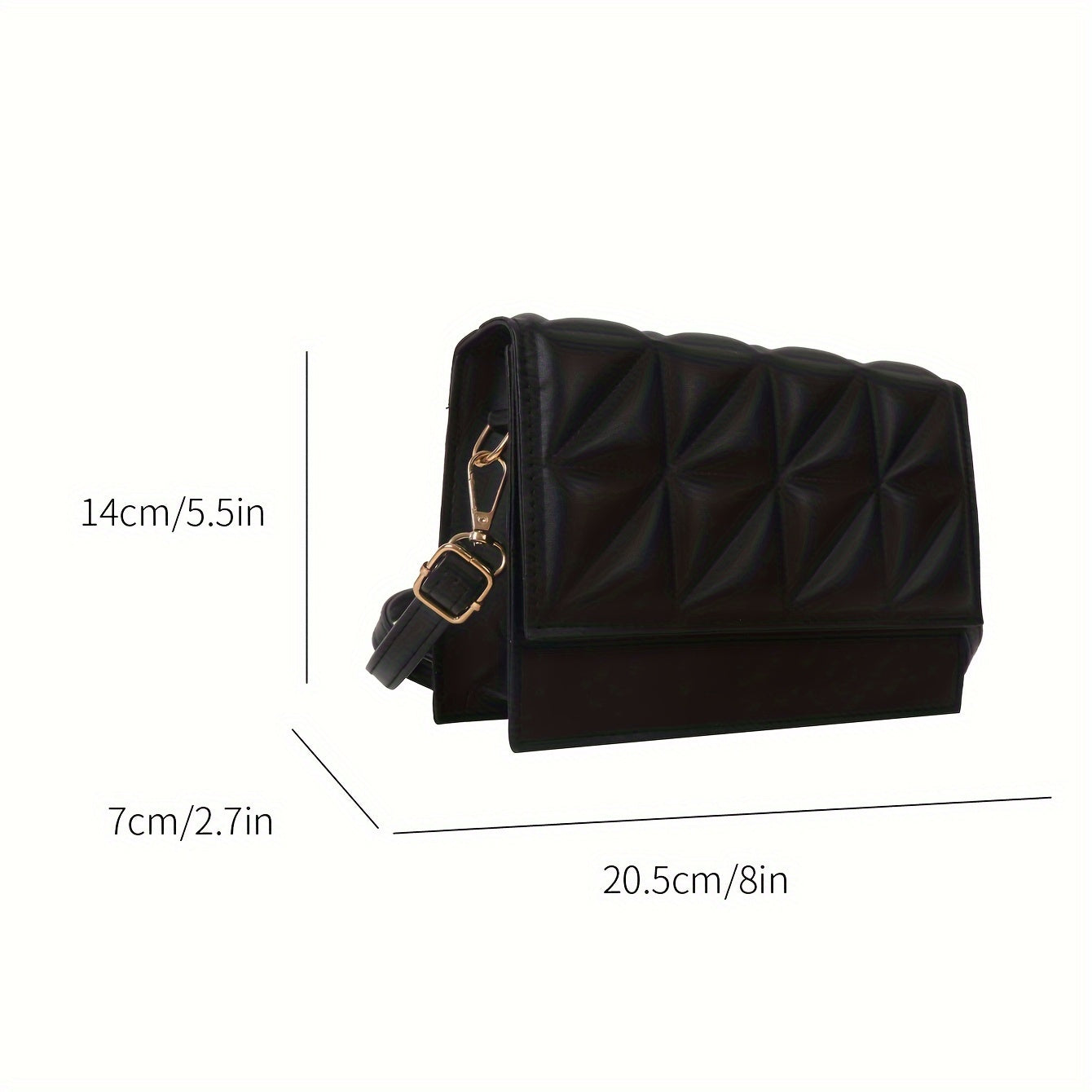 Սև մինիմալիստական ​​​​քառակուսի մինի ուսապարկ, բոլորին համապատասխանող արգայլ նախշերով, փեղկավոր, խաչաձև պայուսակ