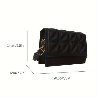 Սև մինիմալիստական ​​​​քառակուսի մինի ուսապարկ, բոլորին համապատասխանող արգայլ նախշերով, փեղկավոր, խաչաձև պայուսակ