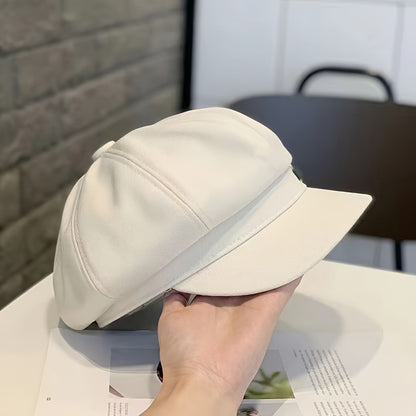 1pc Easter Holiday Polyester Beret for Women with Metallic Belt Buckle - Lightweight, Woven, Inelastic, Adjustable Drawstring Closure, Fashionable All-Match Cap for Spring Season