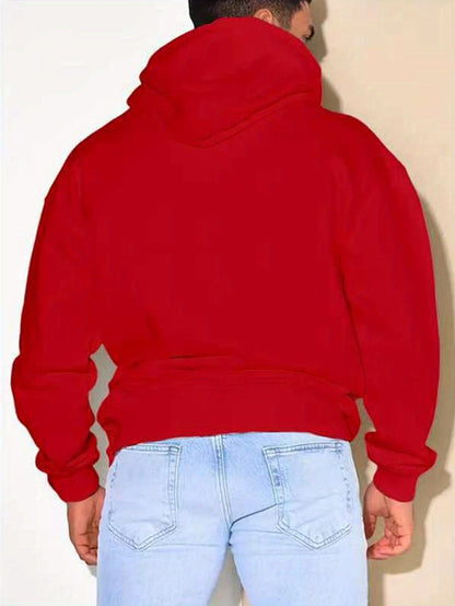 Men'S Red Hoodie with Santa Claus & Beer Mug Graphic - "Ho Ho Ho! It'S the Most Wonderful Time for a Beer!" - Cozy Plush Pullover for Fall & Winter, Casual Holiday Wear, Christmas Clothes, Plus Size