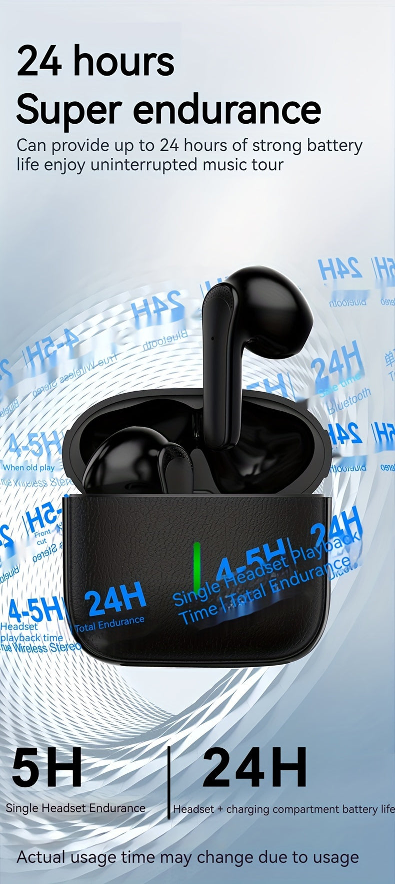 Introducing The Latest Wireless Earbuds with an Exceptionally Long Battery Life - Compact Dual Stereo In-Ear Headphones Designed for Sports And Gaming, Featuring USB Charging And Noise Cancellation for Calls.