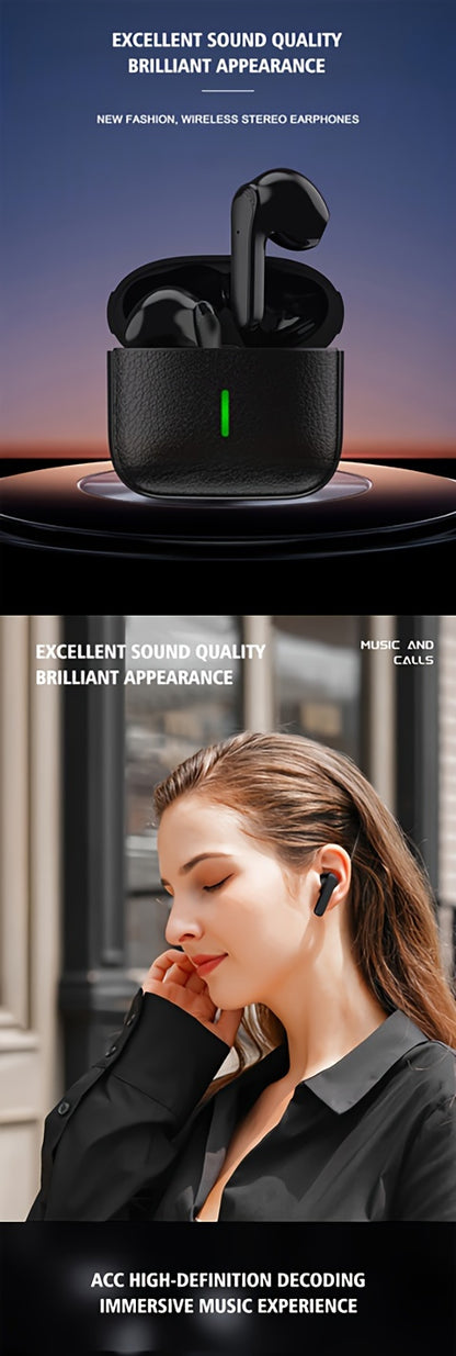 Introducing The Latest Wireless Earbuds with an Exceptionally Long Battery Life - Compact Dual Stereo In-Ear Headphones Designed for Sports And Gaming, Featuring USB Charging And Noise Cancellation for Calls.