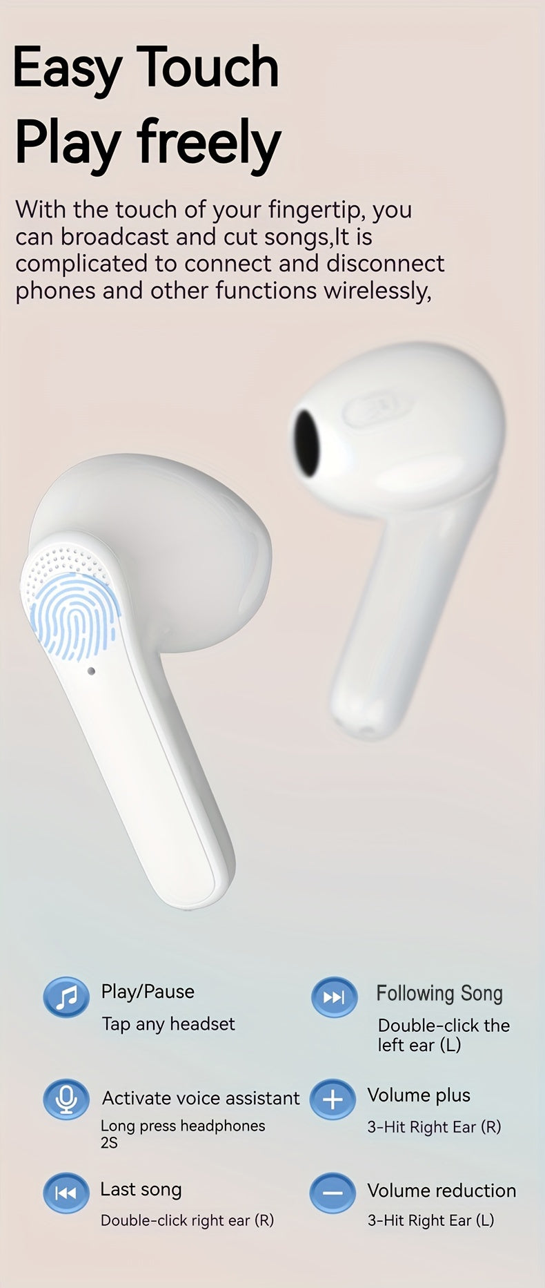 Introducing The Latest Wireless Earbuds with an Exceptionally Long Battery Life - Compact Dual Stereo In-Ear Headphones Designed for Sports And Gaming, Featuring USB Charging And Noise Cancellation for Calls.