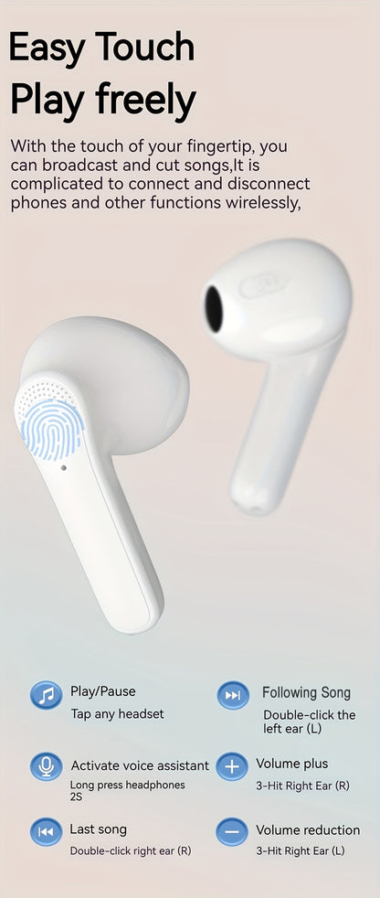 Introducing The Latest Wireless Earbuds with an Exceptionally Long Battery Life - Compact Dual Stereo In-Ear Headphones Designed for Sports And Gaming, Featuring USB Charging And Noise Cancellation for Calls.