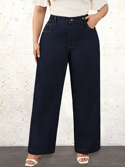 K.1978 Women'S Plus Size Casual Denim Jeans, 68.5% 25.7% Polyester 4.3% Viscose 1.5% Elastane, Medium Stretch, Միաձույլ գույն, Երկար երկարություն, Zipper Fly, Ուղիղ ծայր, Բոլոր սեզոնային լայն ոտքերի շալվարը կտրատած գրպաններով