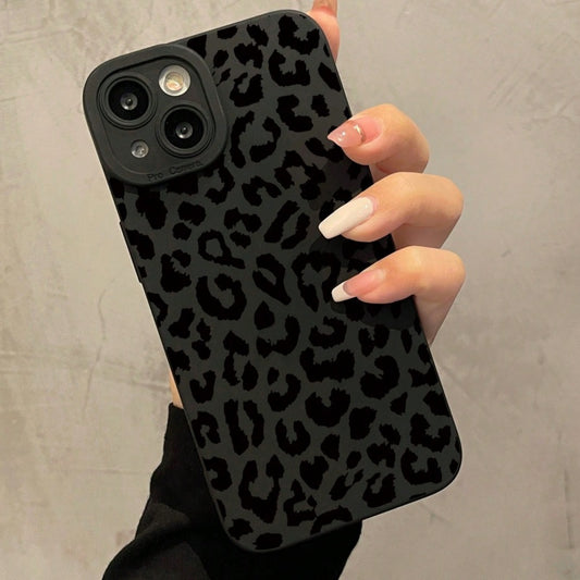 Angel Eye New Black Leopard Pattern բջջային հեռախոսի պատյան Հարմար է iPhone16 15 14 13 12 11 x xs xr xsmax 7 8 Pro Max Plus Series Full Soft Shell - Թրենդային նորաձև Leopard Element պաշտպանիչ պատյան