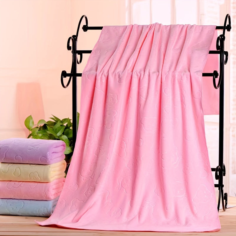 1 հատ Ultra Fine Microfiber լոգանքի սրբիչ, փափուկ և դիմացկուն, հաստացած ներծծող, արջի տպագիր, տանը և լողափում օգտագործման համար, կոմերցիոն մաքրում, տարբեր գույներ