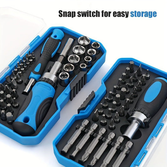 44pcs High Carbon Steel Ratchet Screwdriver Bit & Socket Set - Versatile, Compact Tool Kit for DIY, Home, Garage, and Workshop Projects