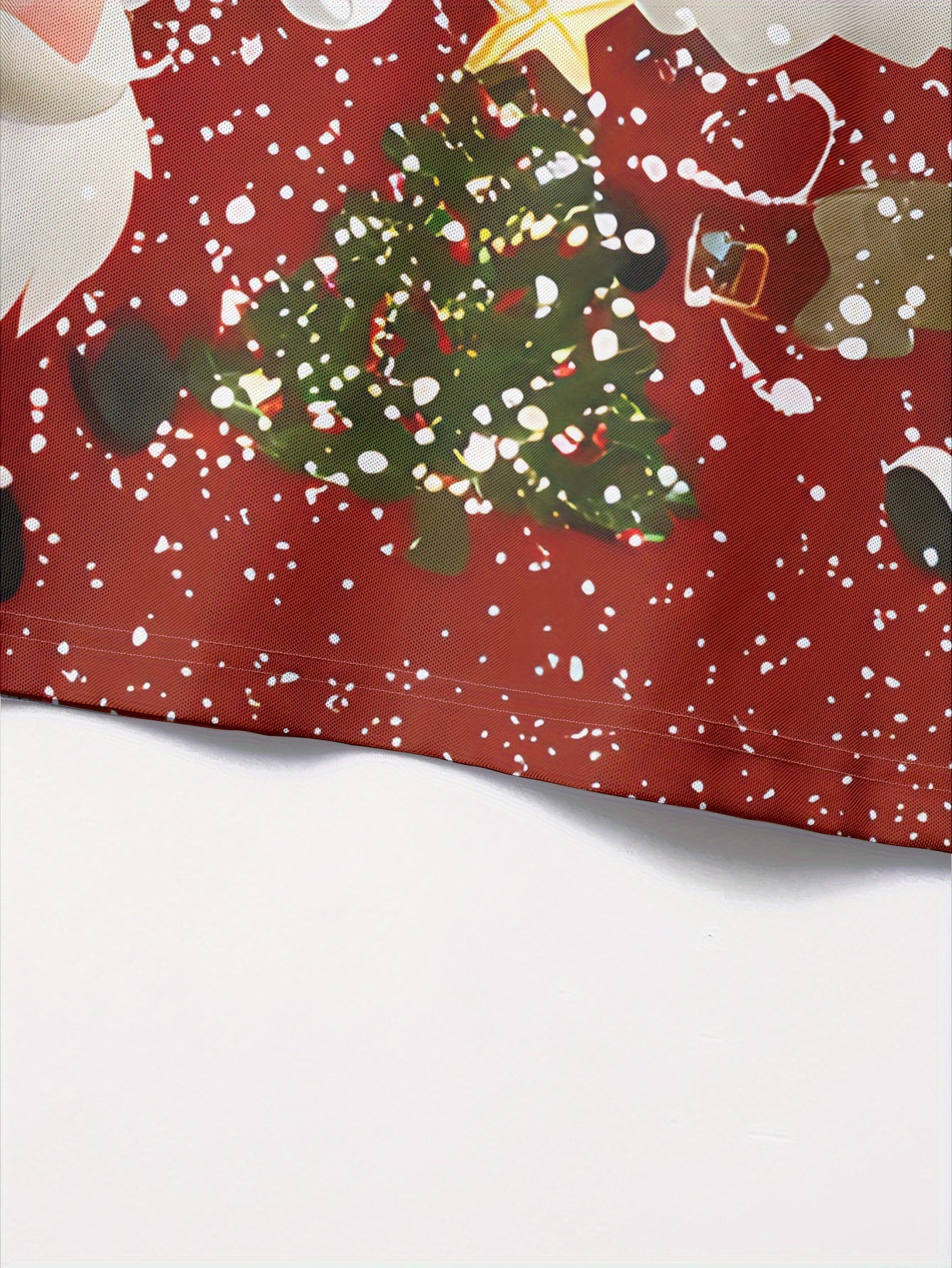 Men's Christmas Santa Claus Tree Shirt - Long Sleeve Button-Up Holiday Party Outfit with Santa Faces - Machine Washable Red Christmas Attire for Office, Home, and Gifts - Festive Casual Tops for Adults, Christmas Garland, Sea