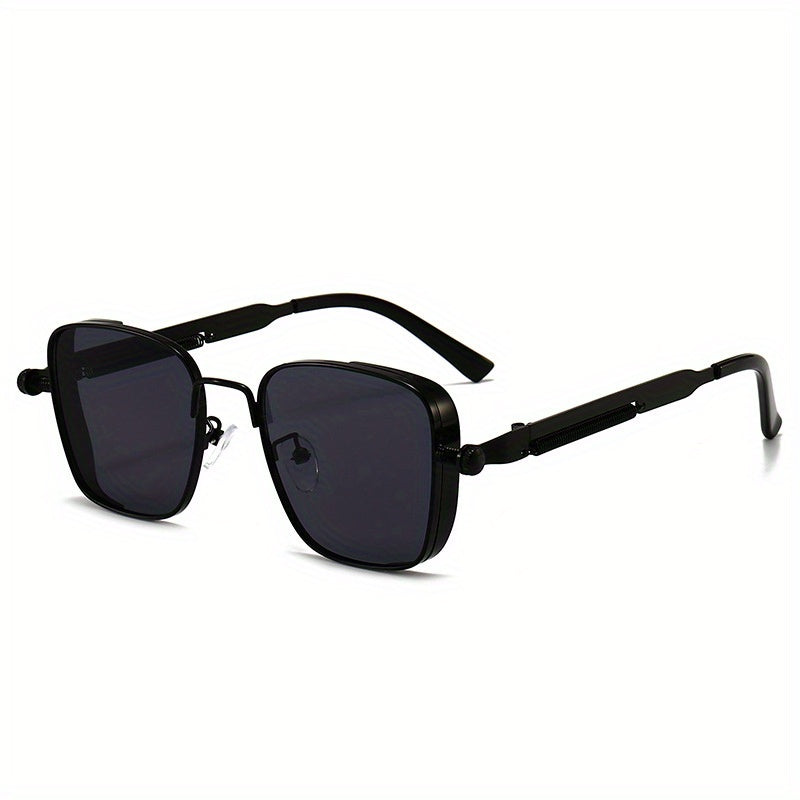 Vintage Fashion Punk Steam Style Decorative Glasses, Square Metal Frame Men's and Women's Glasses, Party Driving Beach Glasses - Ayq