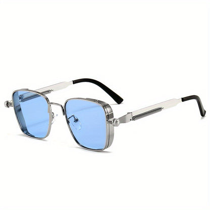 Vintage Fashion Punk Steam Style Decorative Glasses, Square Metal Frame Men's and Women's Glasses, Party Driving Beach Glasses - Ayq