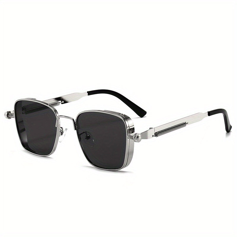 Vintage Fashion Punk Steam Style Decorative Glasses, Square Metal Frame Men's and Women's Glasses, Party Driving Beach Glasses - Ayq