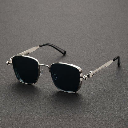 Vintage Fashion Punk Steam Style Decorative Glasses, Square Metal Frame Men's and Women's Glasses, Party Driving Beach Glasses - Ayq