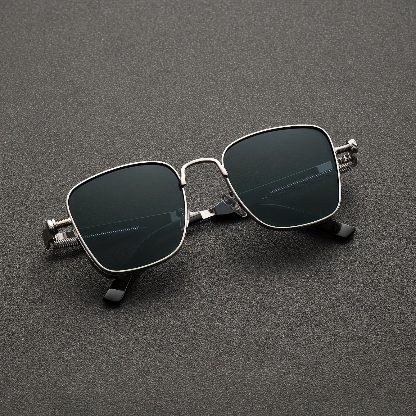Vintage Fashion Punk Steam Style Decorative Glasses, Square Metal Frame Men's and Women's Glasses, Party Driving Beach Glasses - Ayq