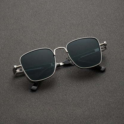 Vintage Fashion Punk Steam Style Decorative Glasses, Square Metal Frame Men's and Women's Glasses, Party Driving Beach Glasses - Ayq