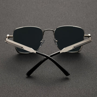 Vintage Fashion Punk Steam Style Decorative Glasses, Square Metal Frame Men's and Women's Glasses, Party Driving Beach Glasses - Ayq