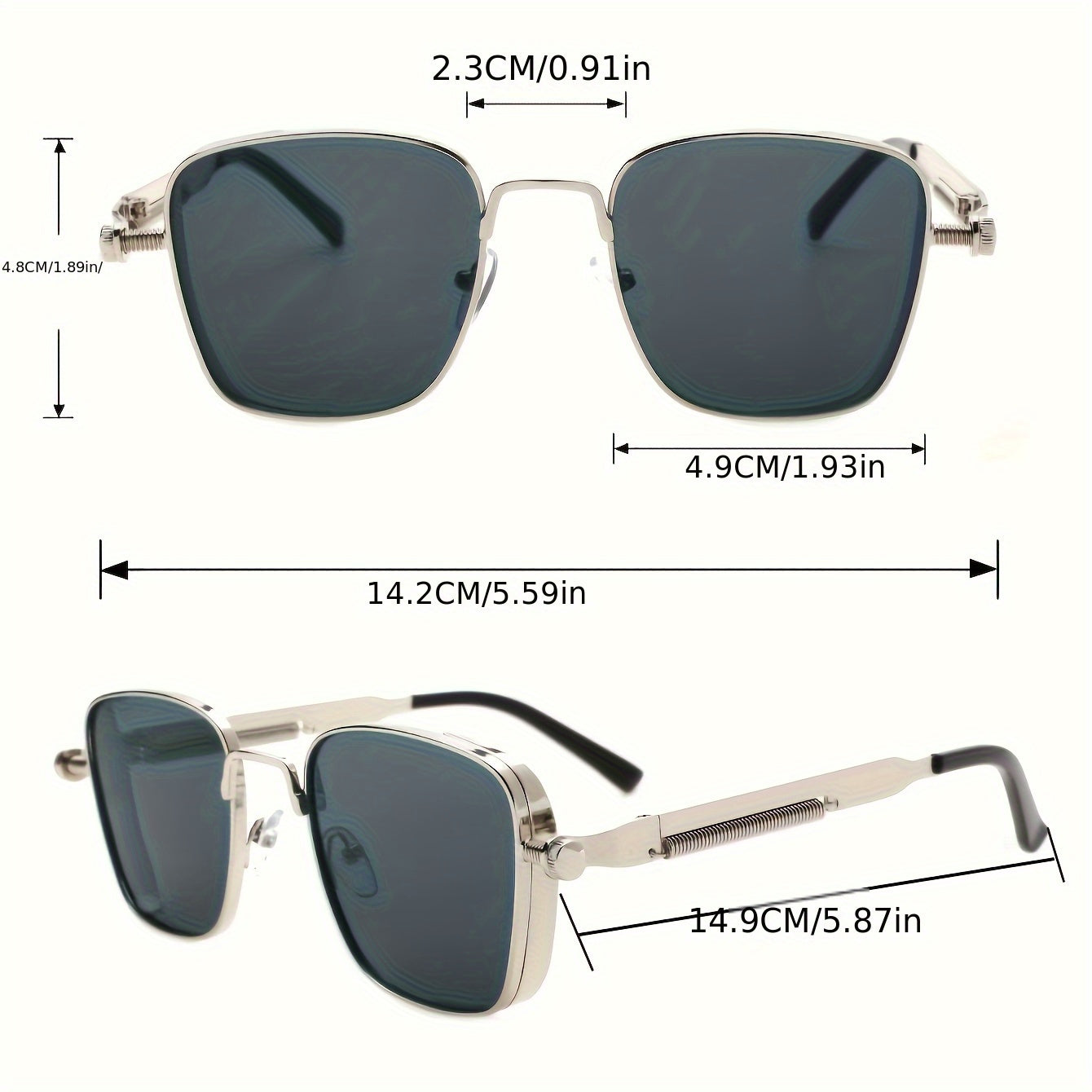 Vintage Fashion Punk Steam Style Decorative Glasses, Square Metal Frame Men's and Women's Glasses, Party Driving Beach Glasses - Ayq