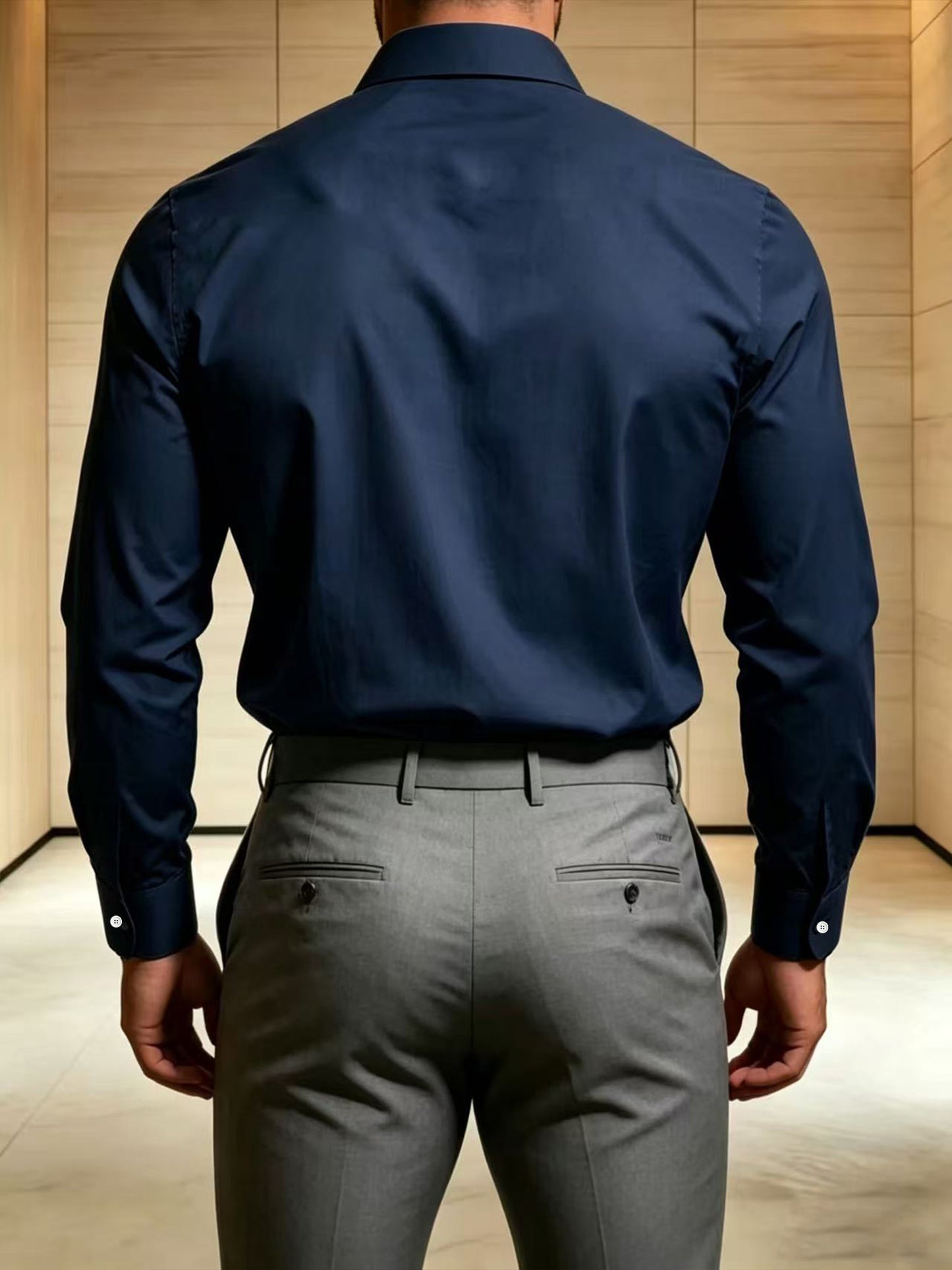 Men's Casual Long Sleeve Business Shirt for Spring and Fall