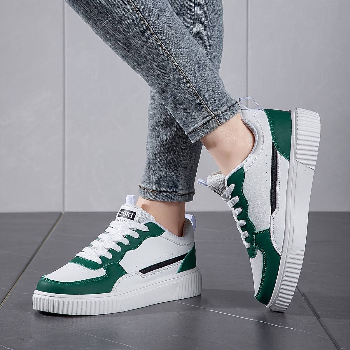 Women's White Sneakers with Color Accents, Soft Insole, Breathable