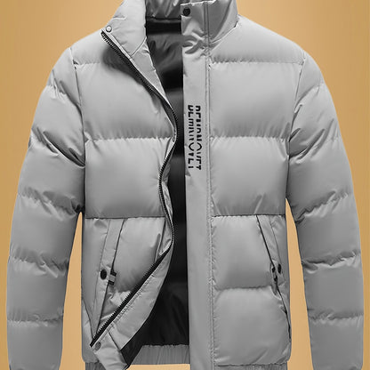 Տղամարդու ամուր ջերմային բաճկոն - Ձմեռային վերնազգեստ՝ կանգնած օձիքով և կայծակաճարմանդով, սև/սպիտակ վերարկու՝ գրվածքով - լվացքի մեքենայով լվացվող սառը եղանակի բաճկոն տղամարդկանց համար (առօրյա և պաշտոնական) - իդեալական է դահուկավազքի, սնոուբորդի համար