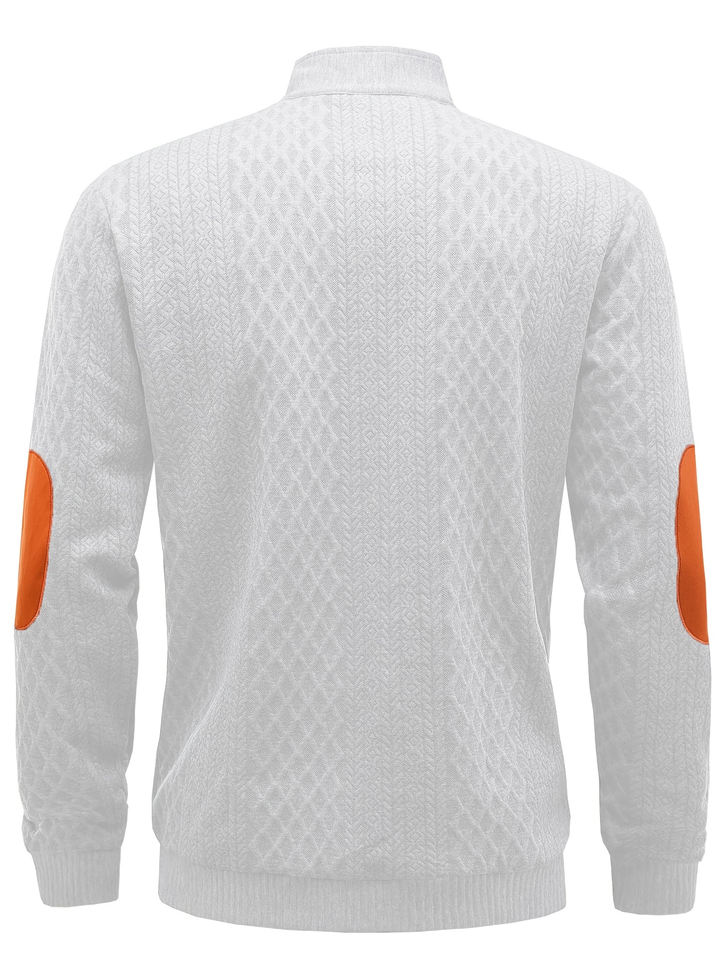 Men's Beige & Orange Contrast Full-Zip Jacket - Winter Warmth Loose-Fit Tailored Coat with Stand Collar, Zippered Pockets & Full-Zip Closure, Machine Washable Casual Outerwear for Men (Beige/Orange) - Ideal for Fall and Winte