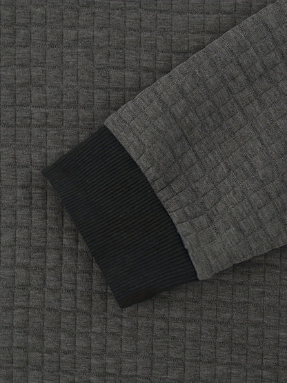 Men's Casual Bomber Jacket with Stand Collar - Polyester and Elastane Blend, Knit Fabric with Slight Stretch, Solid Color, Zipper Detail, Long Sleeve, Regular Fit