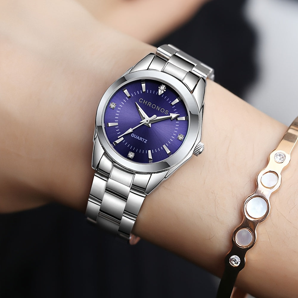 CHRONOS Women'S Fashionable Casual Quartz Watch Features a Stainless Steel Strap, Perfect for Business Elegance And Sophistication. This Exquisite And Compact Outdoor Sports Watch Is Ideal for Daily Wear And Outings, Making I
