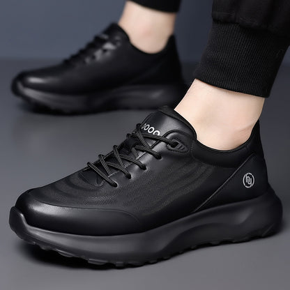 Men's Casual Lace-Up Platform Oxford Shoes with Embossed Upper