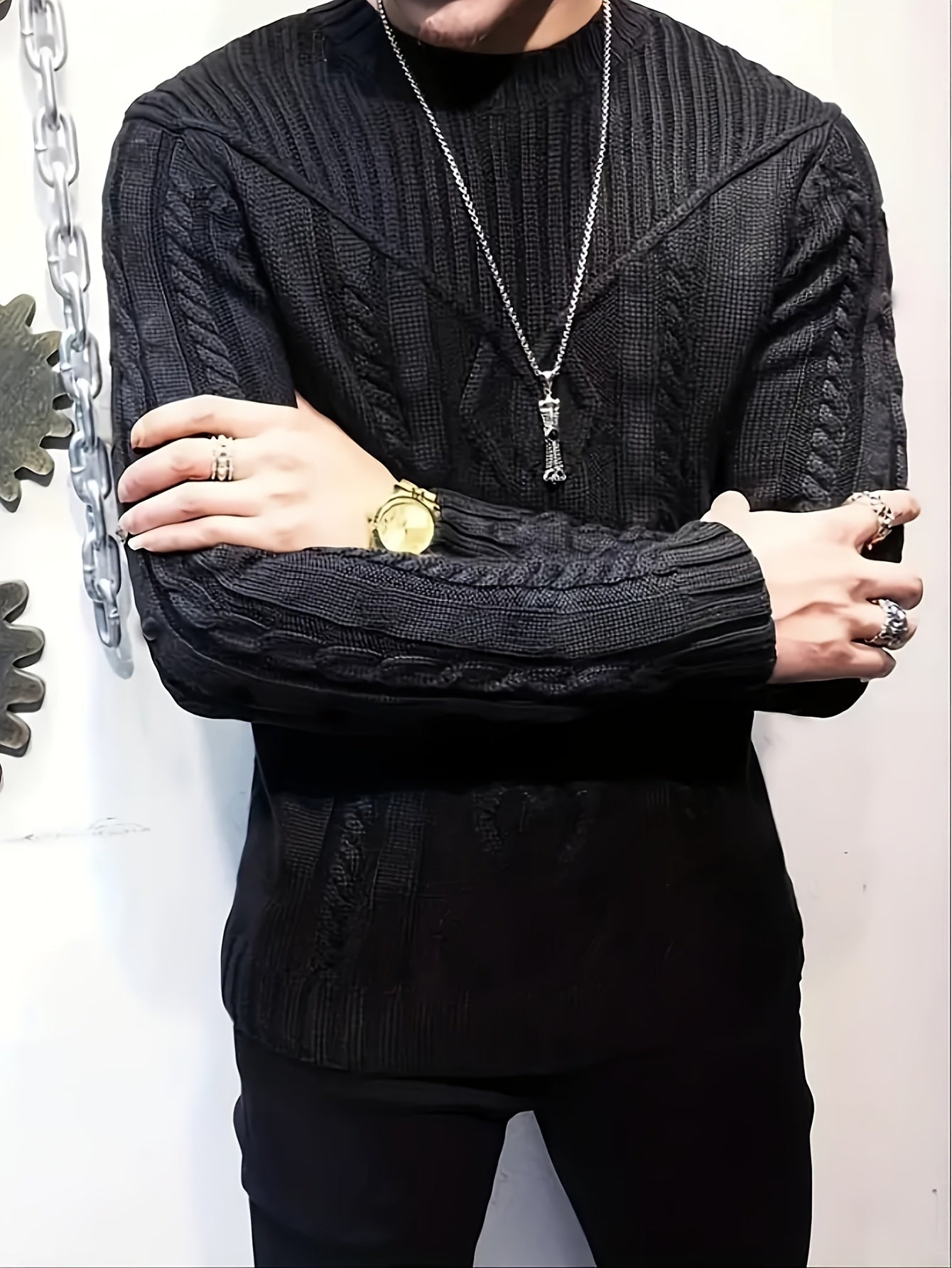 Տղամարդկանց տրիկոտաժե ոլորված հյուսվածքային սվիտեր, աշնանային և ձմեռային նորաձև առօրյա սվիտեր