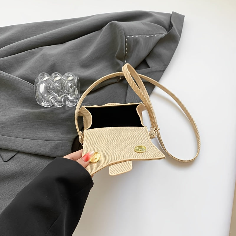 Միագույն PU մինի նորաձև բազմակողմանի նիշի ձեռքի պայուսակ, ոճային և հեշտ, նորաձև՝ երթևեկության և զբոսանքների համար, կանացի ուսագոտիով պայուսակ