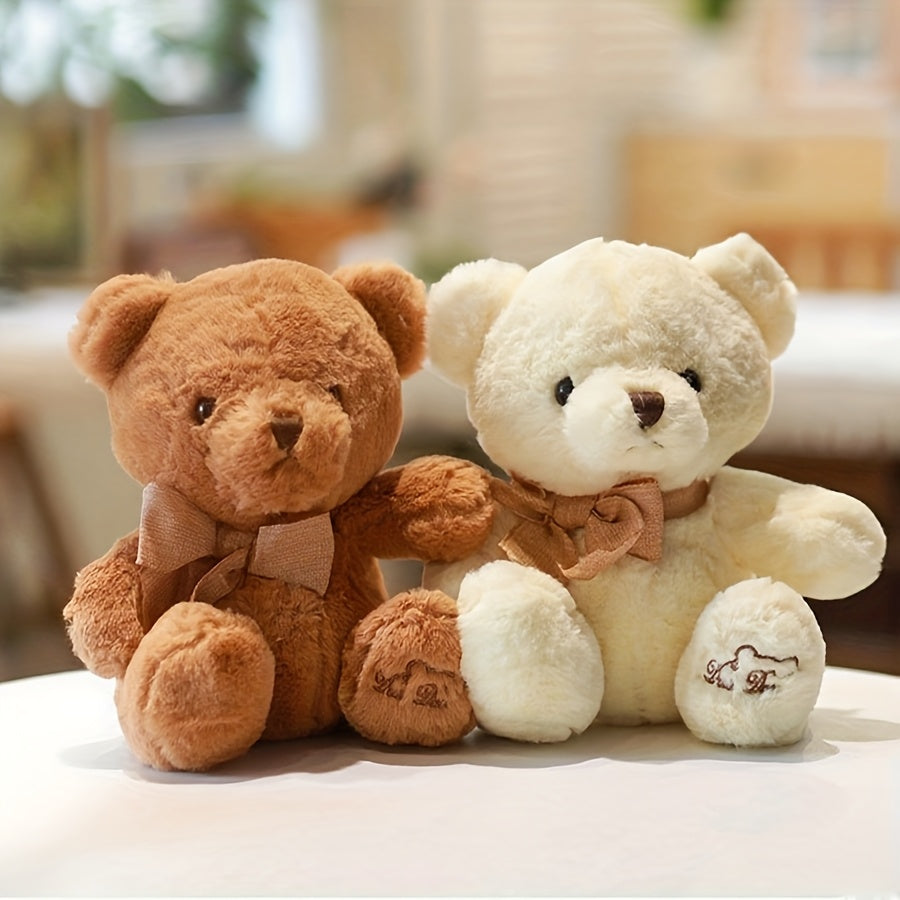 1pc Teddy Bear Plush Suitable for Girls - Soft Stuffed Toy with Bow Tie, Cute Teddy Bear for Bedtime Companion, Birthday & Valentine's Gift, /