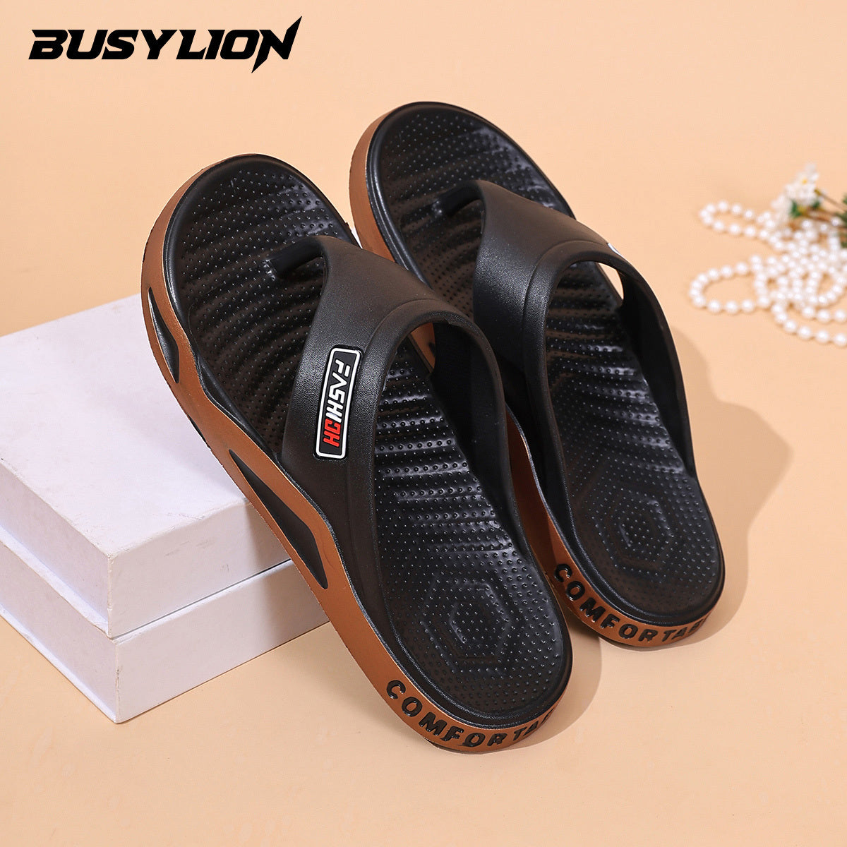 Men's Lightweight Fashion Sandals with Letter Print - Open Toe